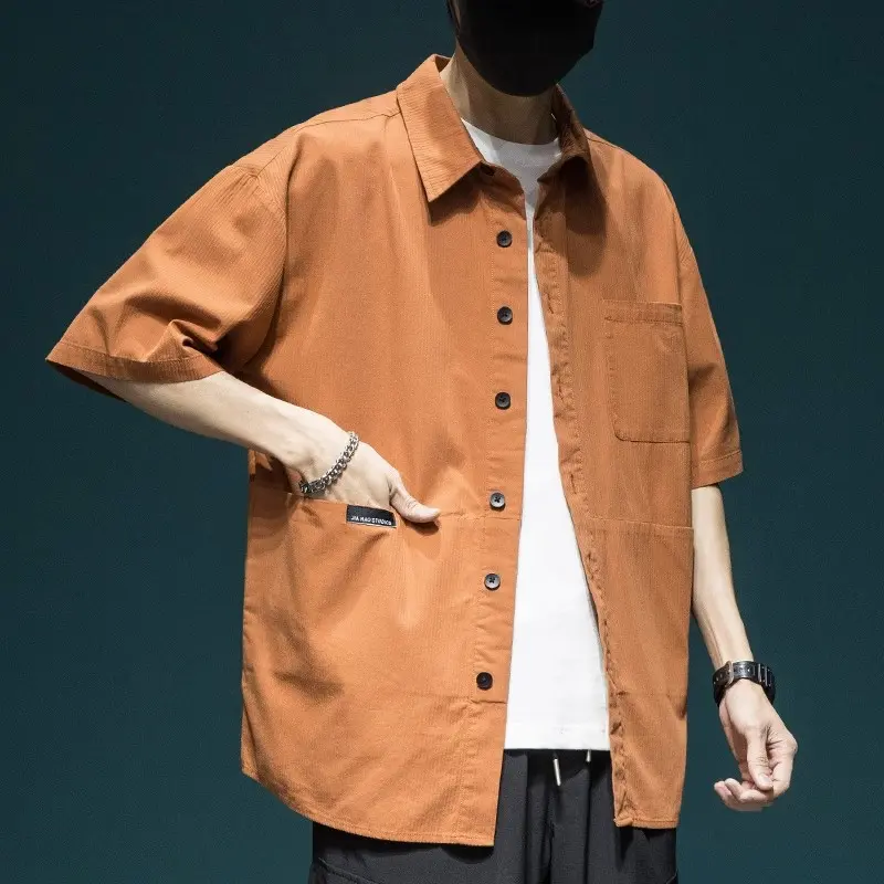 Pi Shuai Japanese Workwear Shirt Summer New High-end Short Sleeved Shirt Men's Loose Oversized Lapel Top