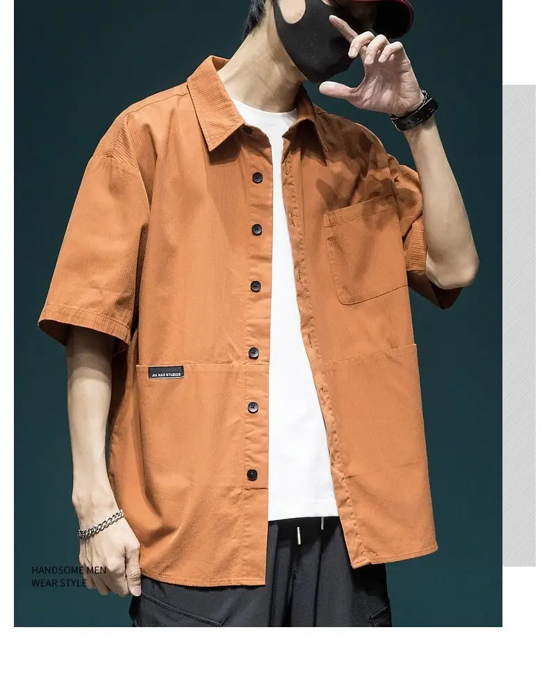 Pi Shuai Japanese Workwear Shirt Summer New High-end Short Sleeved Shirt Men's Loose Oversized Lapel Top