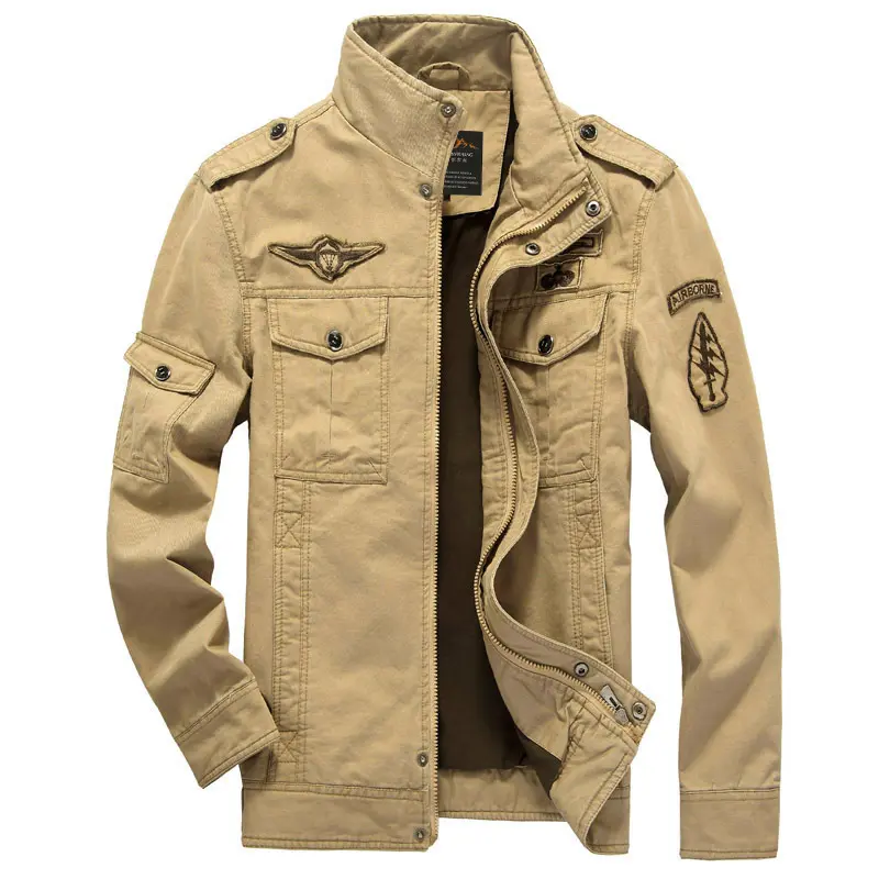 American Style New Autumn and Winter Military Jacket Men's Stand Collar Multi Pocket Workwear Jacket Men's Casual Loose Jacket