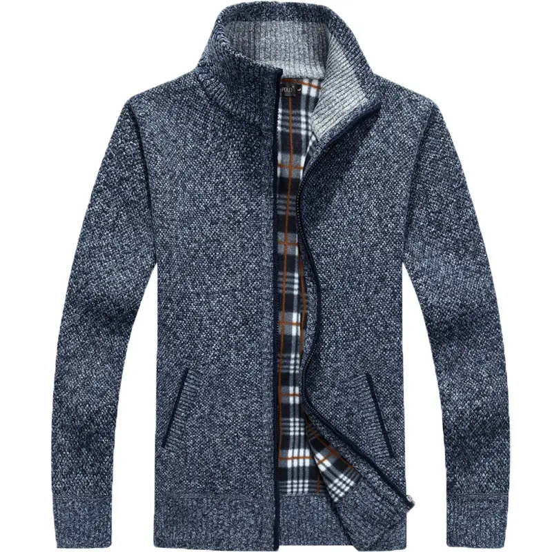 New Autumn and Winter Cardigan Sweater for Men, Warm Thick Loose Casual Stand Up Collar Knitted Zipper Cardigan