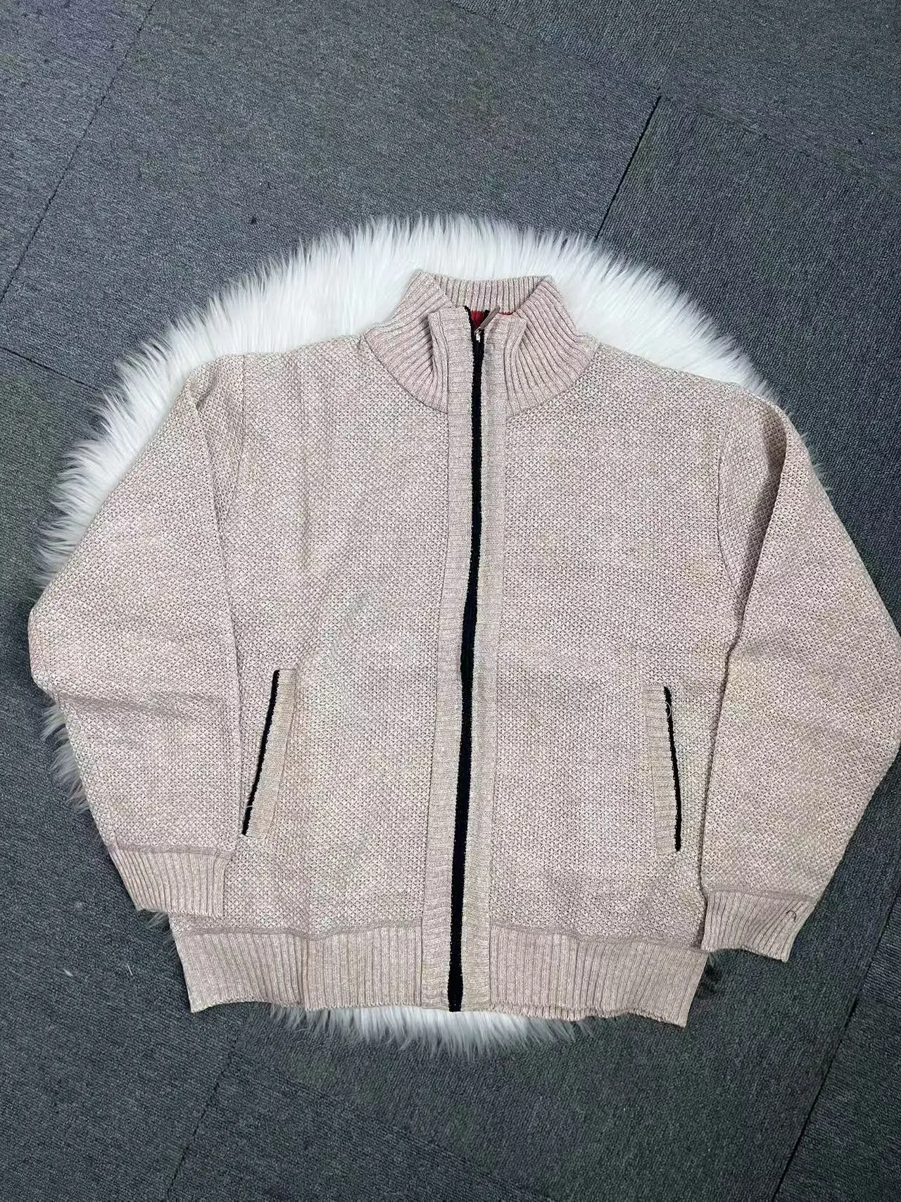 New Autumn and Winter Cardigan Sweater for Men, Warm Thick Loose Casual Stand Up Collar Knitted Zipper Cardigan