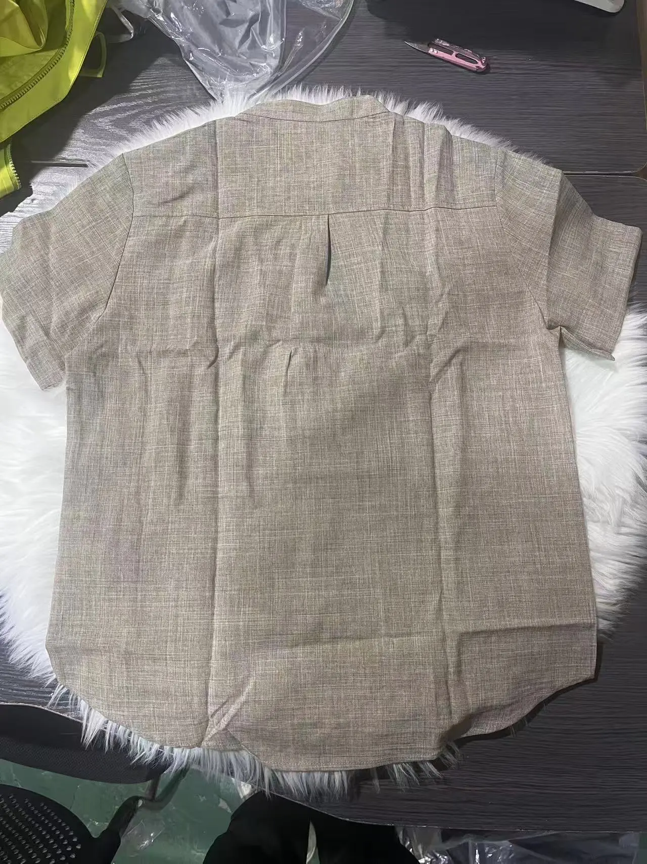 Cotton and Linen Short Sleeved Shirt Breathable Solid Color Business Casual Men's Versatile Shirt Korean Style Slim Fit