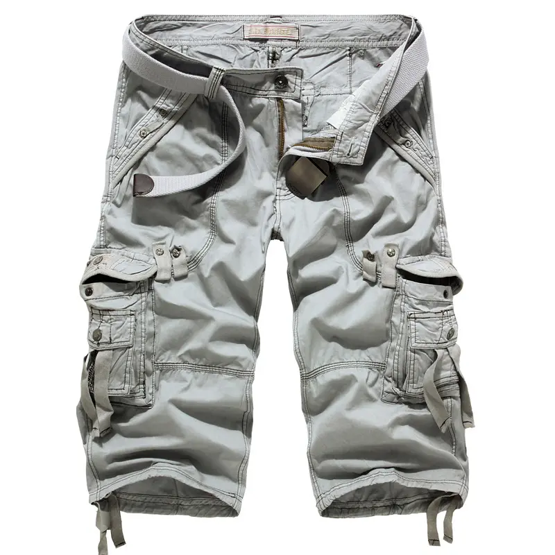 Men's summer cropped pants with thin design and multiple pockets comfortable for outdoor daily casual and loose work pants