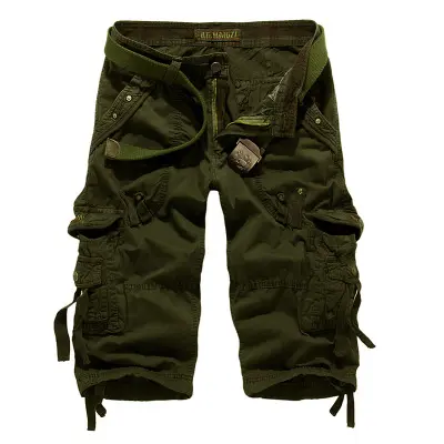 Men's summer cropped pants with thin design and multiple pockets comfortable for outdoor daily casual and loose work pants