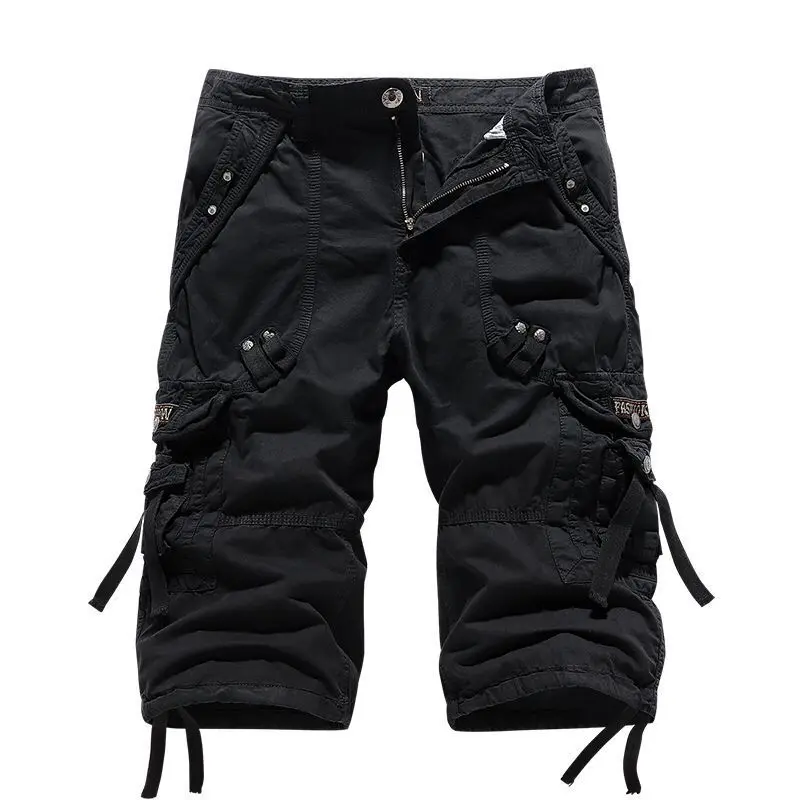 Men's summer cropped pants with thin design and multiple pockets comfortable for outdoor daily casual and loose work pants