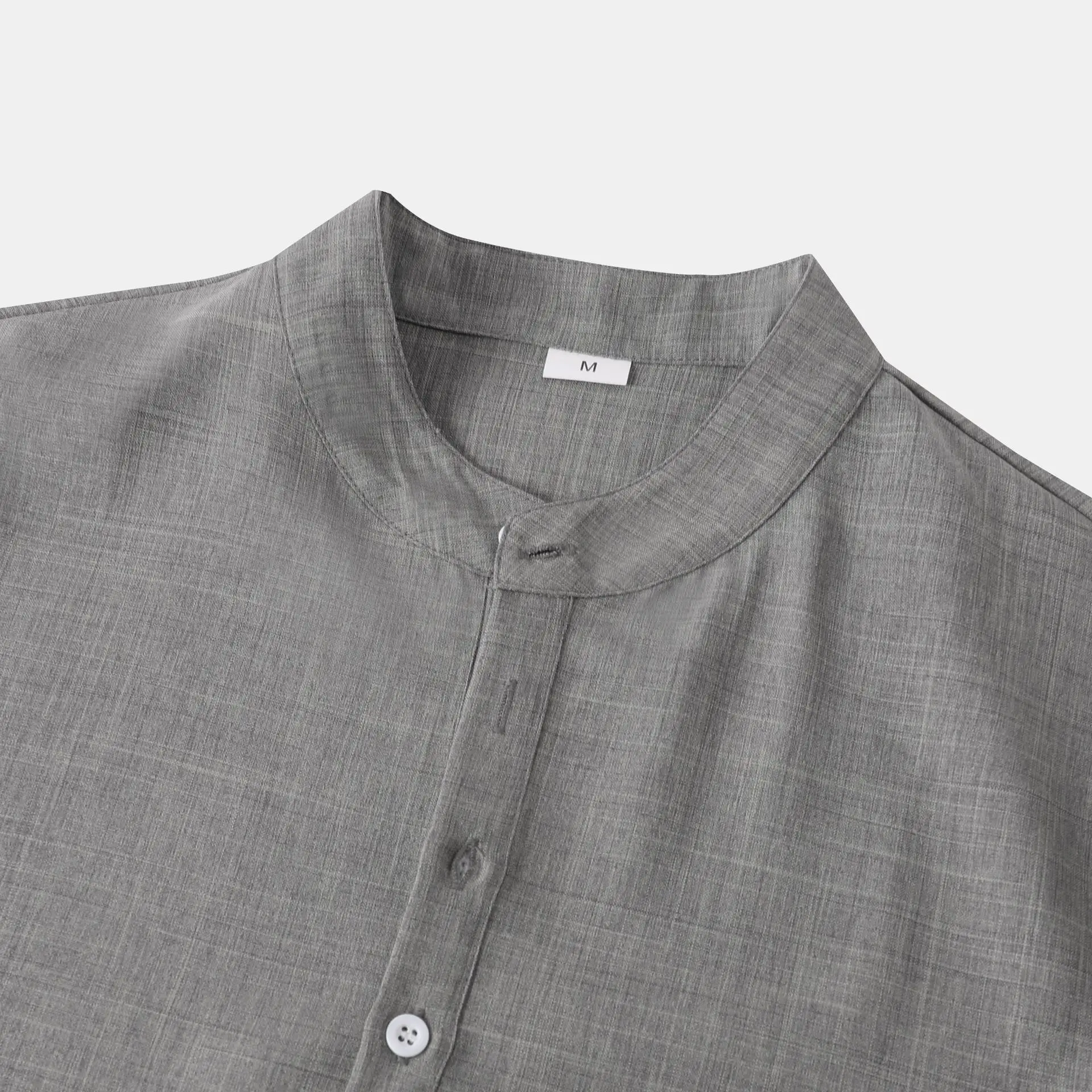 Business and Leisure Men's Slim Fit Solid Color Stand Up Collar Short Sleeved Shirt Fashionable Men's Clothing Shirt Top 2025