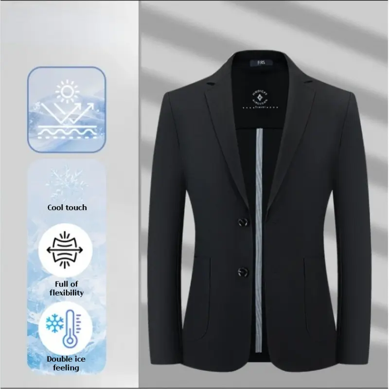 2025 New Men's Sun Protection Blazer Summer Ice Silk Quick-Dry Casual Work Jacket Lightweight Business Suit 5 Colors