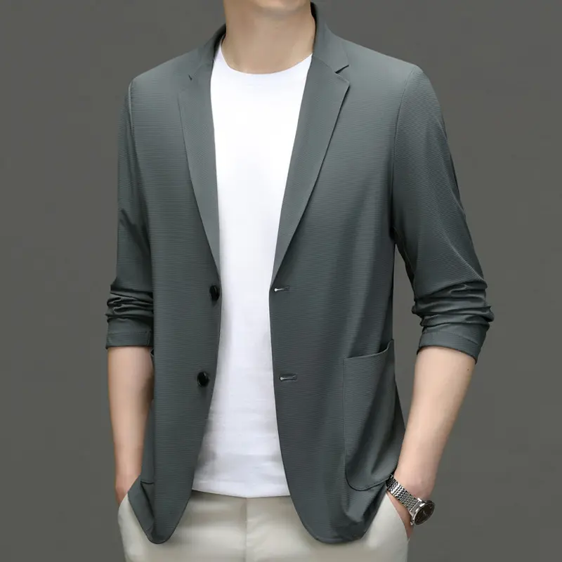 2025 New Men's Sun Protection Blazer Summer Ice Silk Quick-Dry Casual Work Jacket Lightweight Business Suit 5 Colors