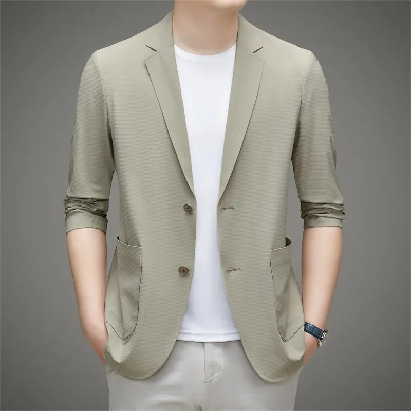 2025 New Men's Sun Protection Blazer Summer Ice Silk Quick-Dry Casual Work Jacket Lightweight Business Suit 5 Colors