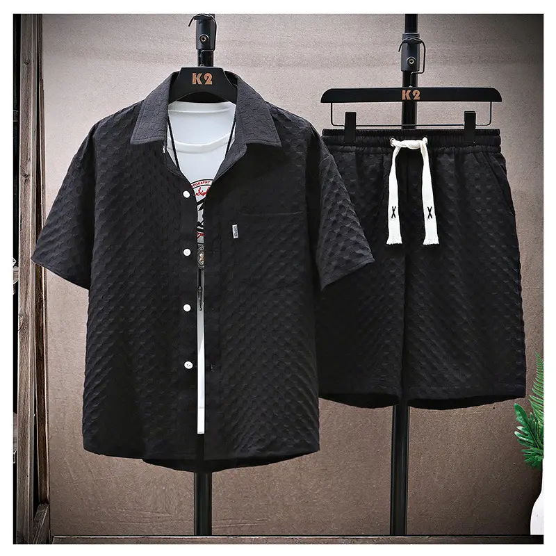 2025 New Men's Casual Short Sleeve Set Summer Lightweight Sportswear Retro Fashion Two Piece Suit Street Fashion