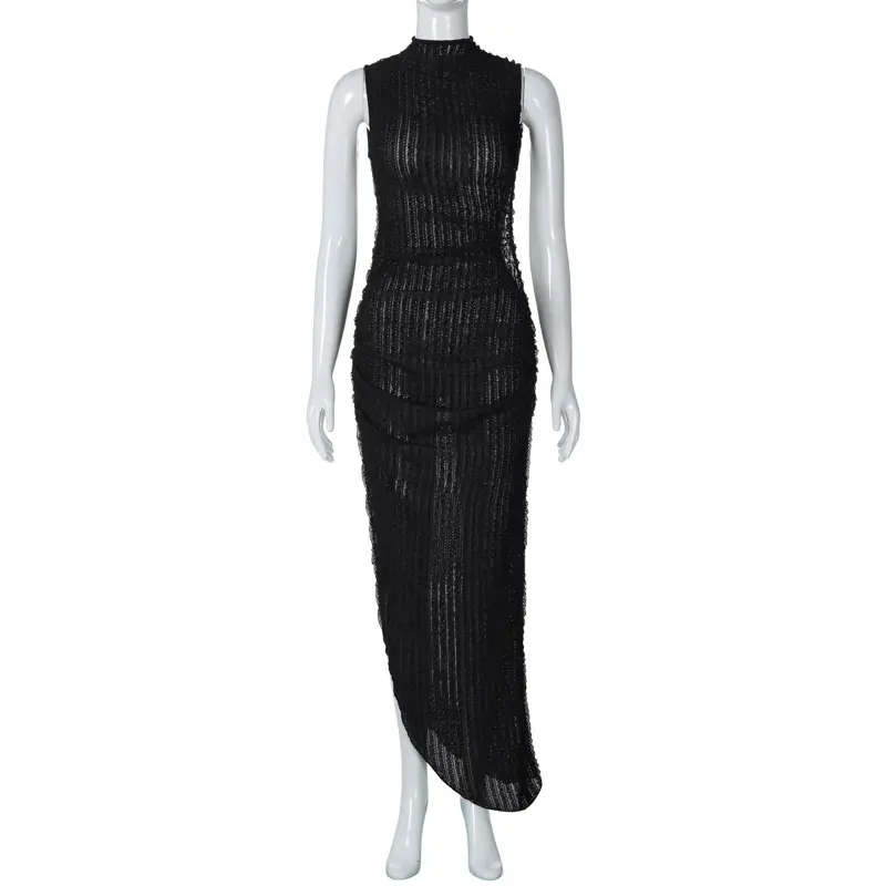 American Fashion INS Style Women's Top Women's Sexy Slim Fit Dress Summer Women's Hollow Out Sleeveless Dress
