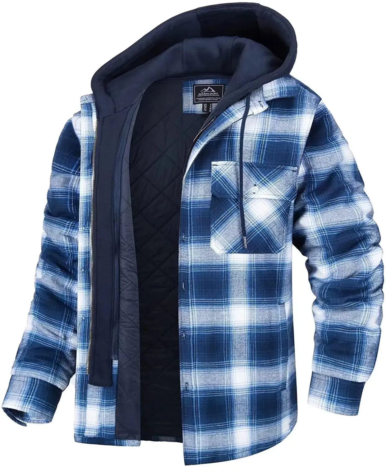 American Autumn and Winter Fleece Hooded Cardigan Men's Winter Warm and Cold Jacket Men's Casual Loose Jacket
