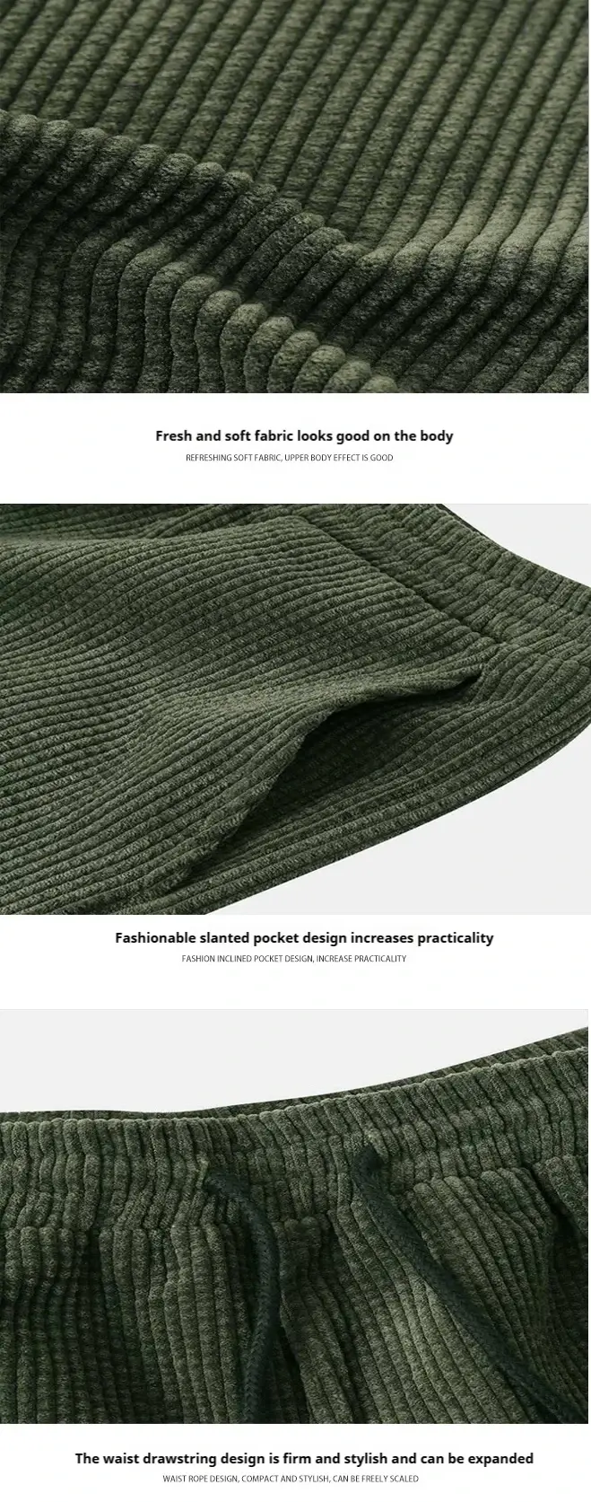 2025 New Men's Summer Corduroy Shirt and Shorts Set Solid Color Casual Wear Summer Street Wear Two-piece Suit