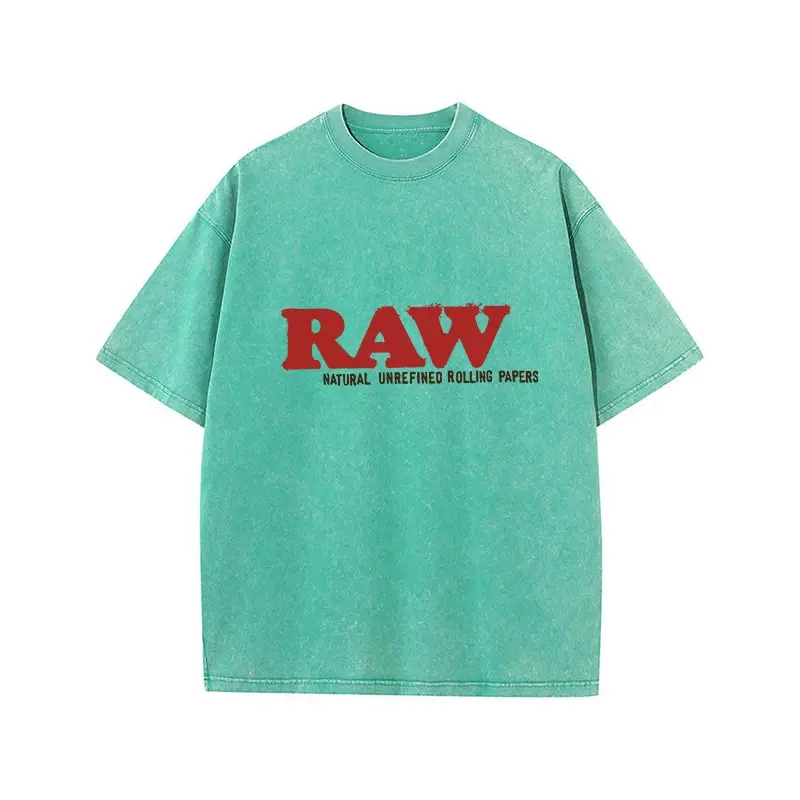 Summer New Men's T Shirts Oversized Loose Clothes Retro Short Sleeves Fashion American Raw Letters Print Crew Neck T Shirts