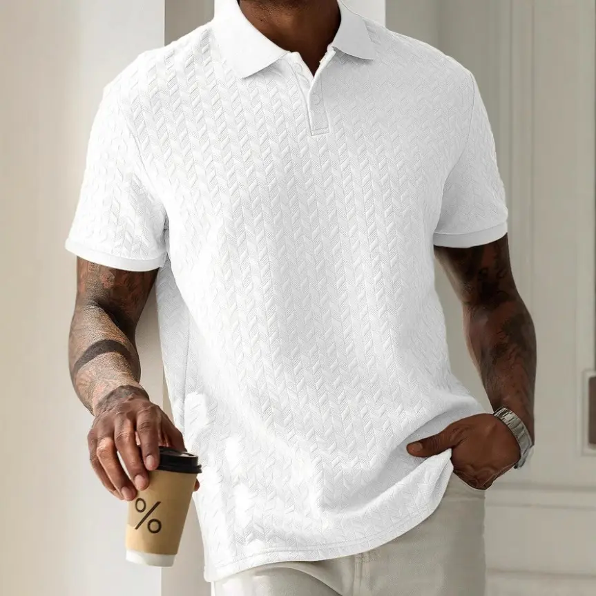 Breathable Versatile Quick Drying Comfortable Men's Slim Fit Solid Color Front Button Short Sleeved Business Casual Polo Shirt