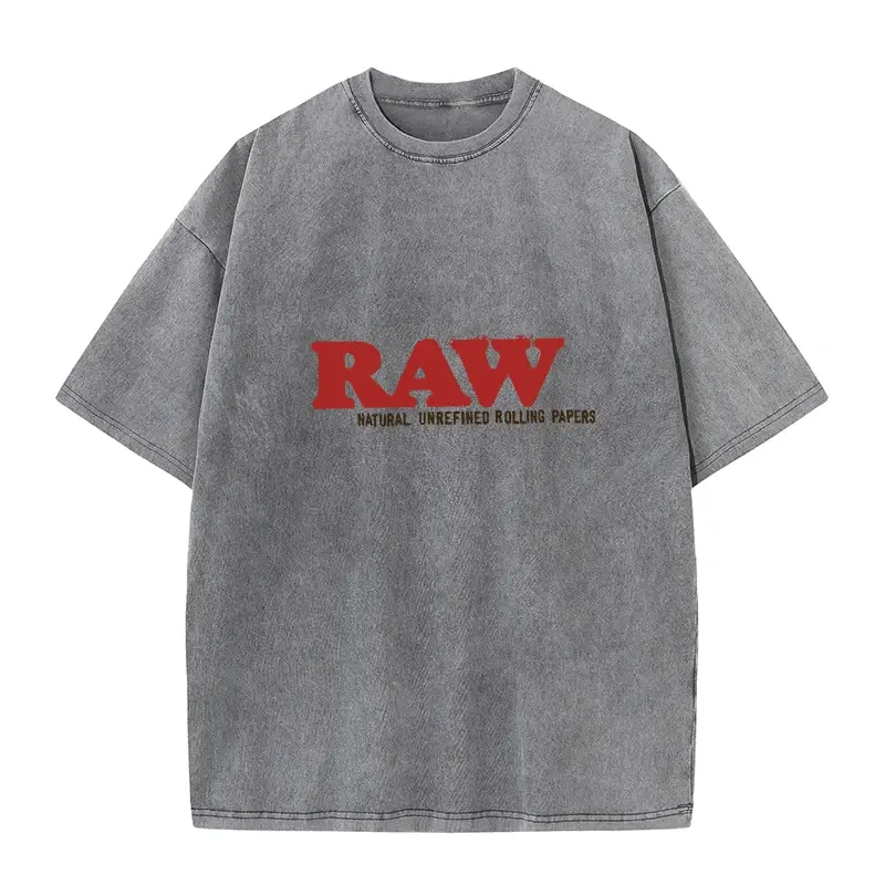 Summer New Men's T Shirts Oversized Loose Clothes Retro Short Sleeves Fashion American Raw Letters Print Crew Neck T Shirts