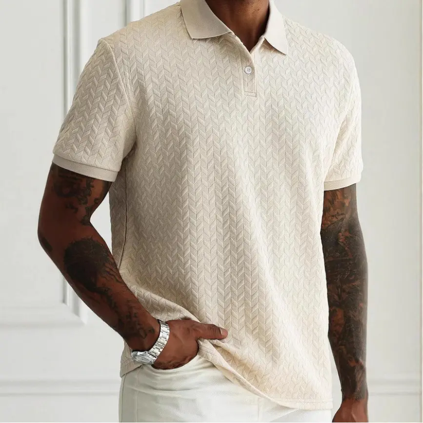 Breathable Versatile Quick Drying Comfortable Men's Slim Fit Solid Color Front Button Short Sleeved Business Casual Polo Shirt