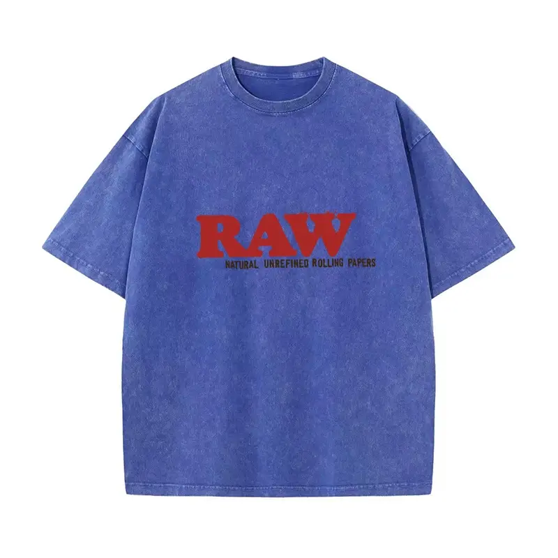 Summer New Men's T Shirts Oversized Loose Clothes Retro Short Sleeves Fashion American Raw Letters Print Crew Neck T Shirts