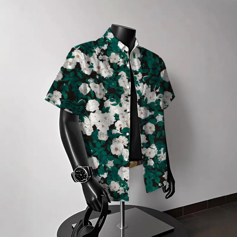 Men's summer shirts hawaiian shirt men man streetwear Basic shirt Summer short sleeve Man short sleeve shirt Male shirts ﻿ ﻿ ﻿ ﻿