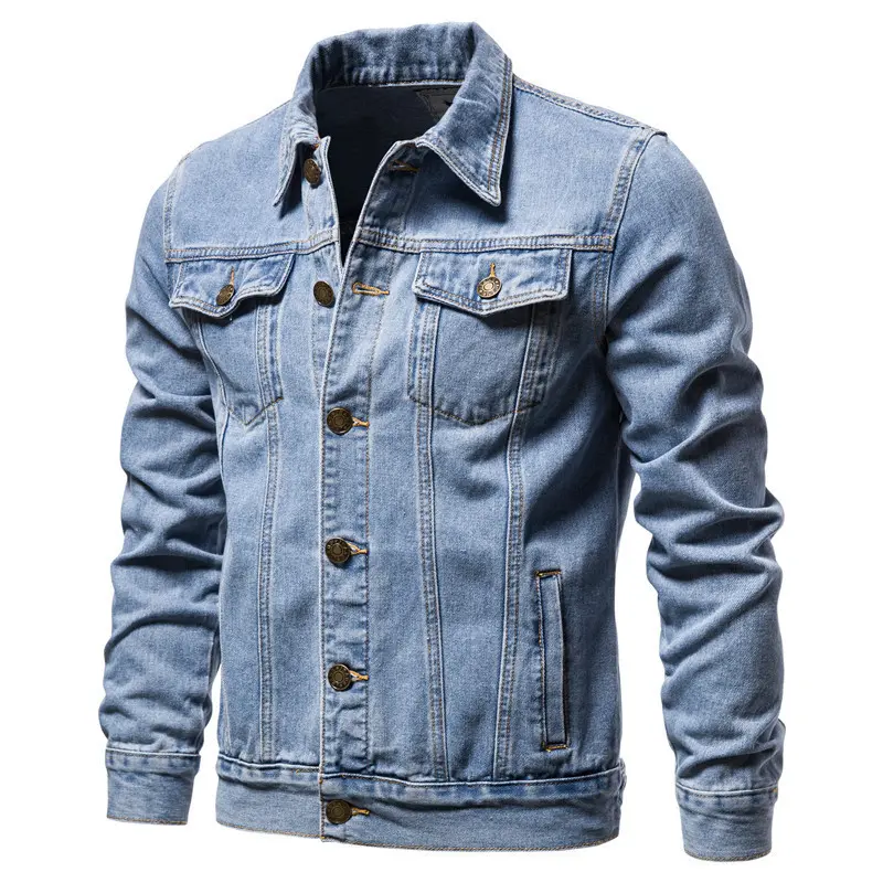 Fashion Republic of Korea Street Wear Denim Jacket Jeans Jacket Motorcycle Jacket Spring Autumn Slim Fit Cotton Jacket