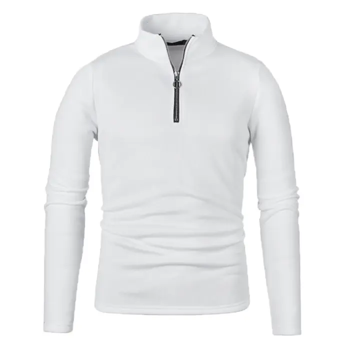 Winter Men's High Neck Zipper Sweatshirt with Solid Color and Simple Design Jacket and Base Layer Comfortable and Breathable