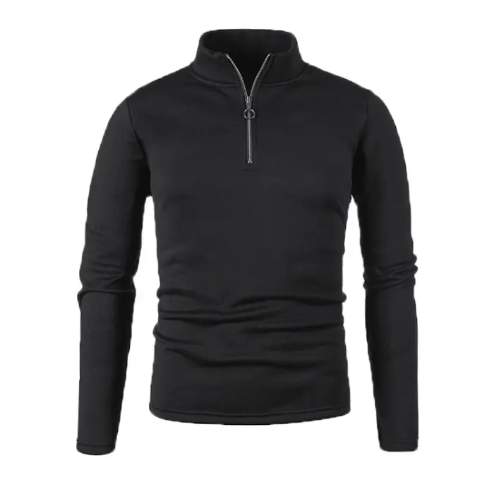Winter Men's High Neck Zipper Sweatshirt with Solid Color and Simple Design Jacket and Base Layer Comfortable and Breathable