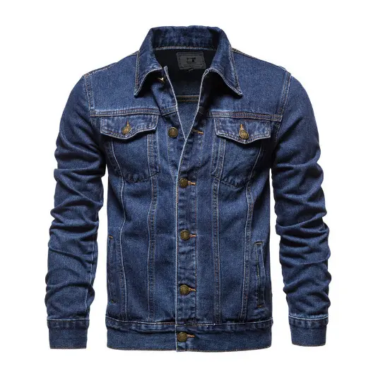 Fashion Republic of Korea Street Wear Denim Jacket Jeans Jacket Motorcycle Jacket Spring Autumn Slim Fit Cotton Jacket