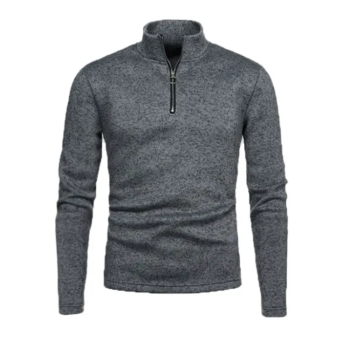 Winter Men's High Neck Zipper Sweatshirt with Solid Color and Simple Design Jacket and Base Layer Comfortable and Breathable