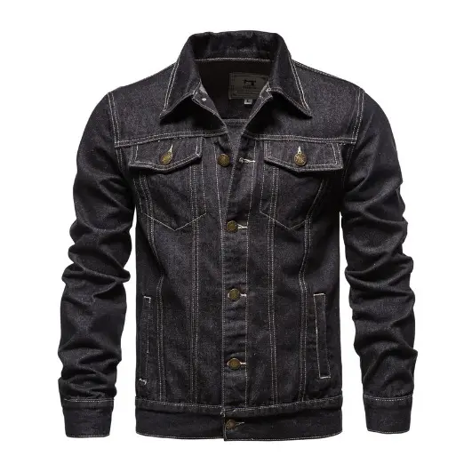 Fashion Republic of Korea Street Wear Denim Jacket Jeans Jacket Motorcycle Jacket Spring Autumn Slim Fit Cotton Jacket