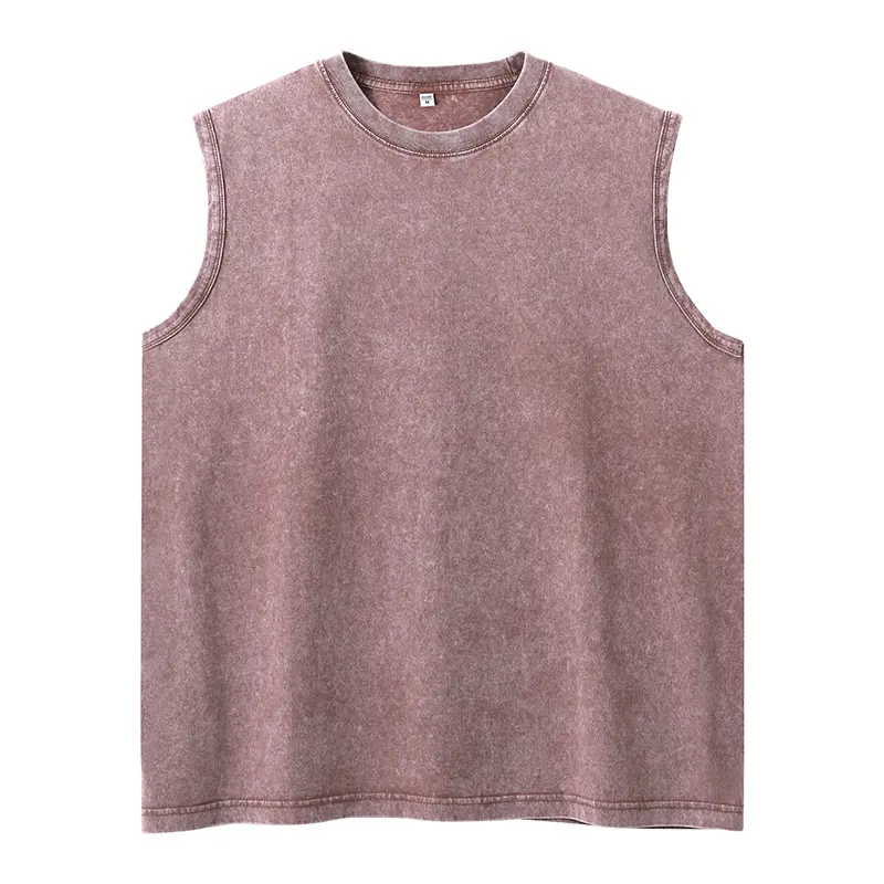 American Retro Washed Cotton Heavyweight Vest Men's Street Drop Shoulder Sleeveless T-shirt Vintage Loose Breathable T-shirt