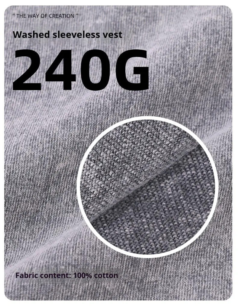 American Retro Washed Cotton Heavyweight Vest Men's Street Drop Shoulder Sleeveless T-shirt Vintage Loose Breathable T-shirt