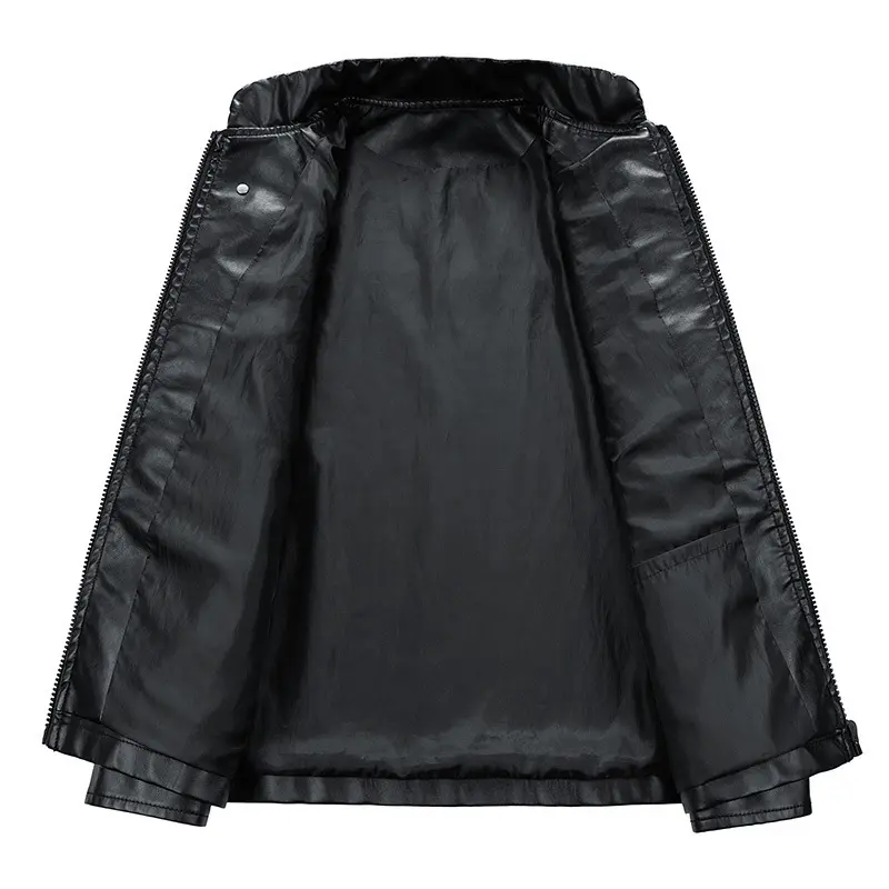 Men's PU Leather Motorcycle Jacket Korean Version Slim Fit Leather Jacket Men's Spring and Autumn Fashion Windproof Waterproof