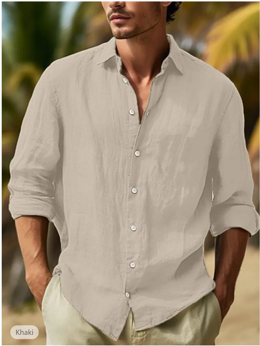 European and American Men's New Fashionable Solid Color Top Men's Four Seasons Wear Daily Casual Collar Long Sleeve Men's Shirt