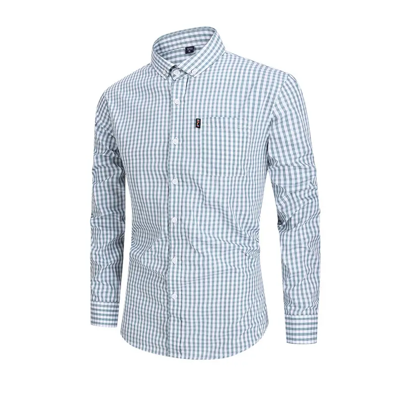 2025 New Men's Cotton Plaid Long Sleeve Shirt Classic Plaid Casual Shirt Breathable and Comfortable Business Casual