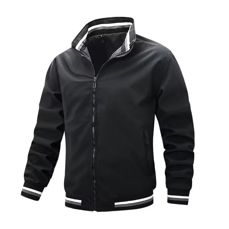 Spring and Autumn New Men's White Baseball Jacket Men's Slimming Casual Jacket Fitted Zipper Design Casual Thin Jacket