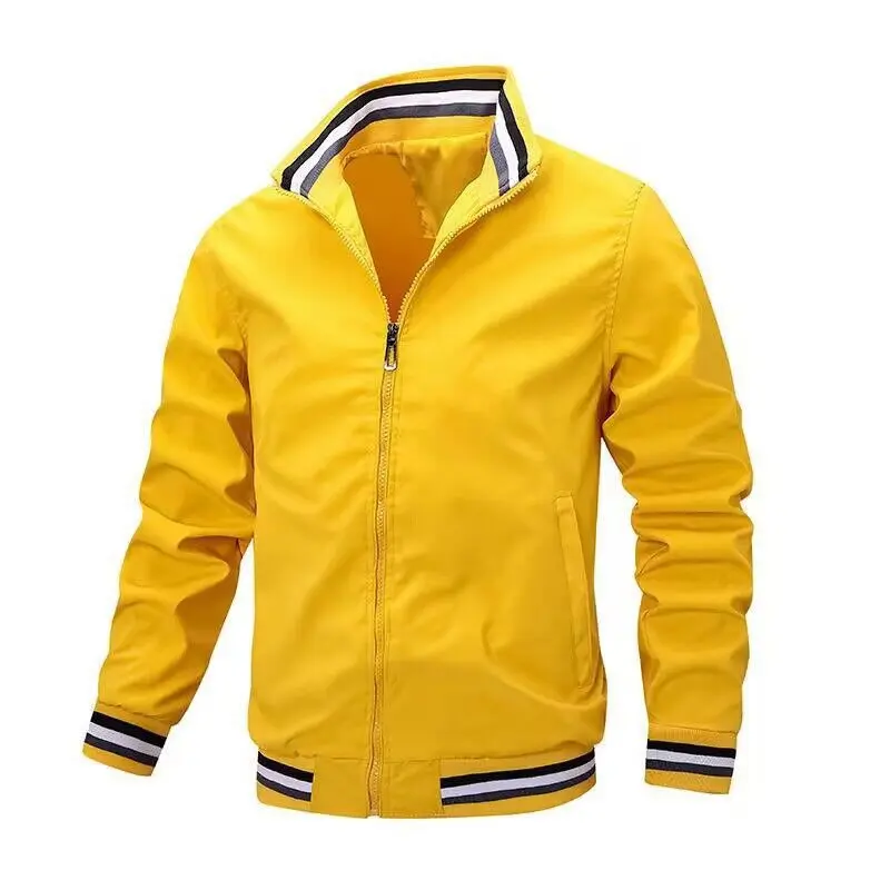 Spring and Autumn New Men's White Baseball Jacket Men's Slimming Casual Jacket Fitted Zipper Design Casual Thin Jacket
