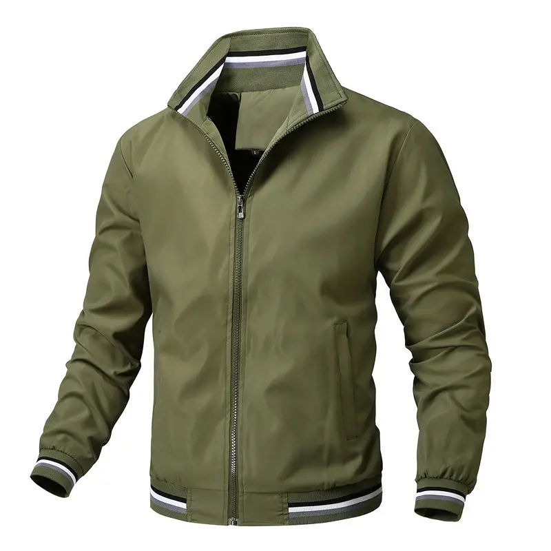 Spring and Autumn New Men's White Baseball Jacket Men's Slimming Casual Jacket Fitted Zipper Design Casual Thin Jacket