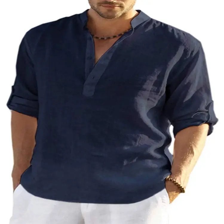 2025 Hot sales Men's Long Sleeve T-Shirt Cotton Casual Shirt Oversize Plus Size S-5XL Breathable Work Shirt