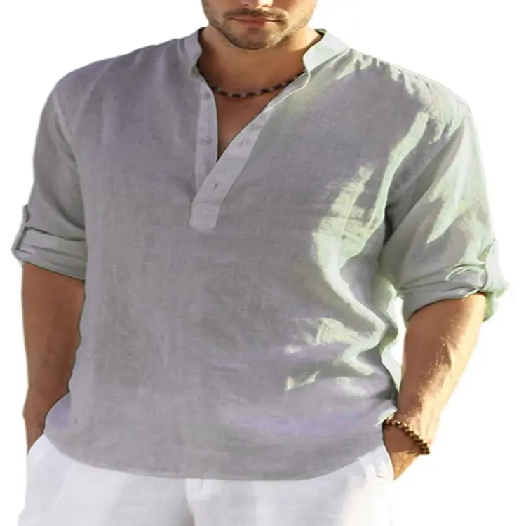 2025 Hot sales Men's Long Sleeve T-Shirt Cotton Casual Shirt Oversize Plus Size S-5XL Breathable Work Shirt