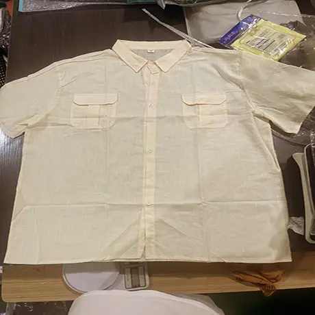 Shirts for Men Handmade Shirt Man Double Pocket Shirt Short Sleeve Men Shirt Linen Shirts for Men Men Cotton Shirt Short Sleeve