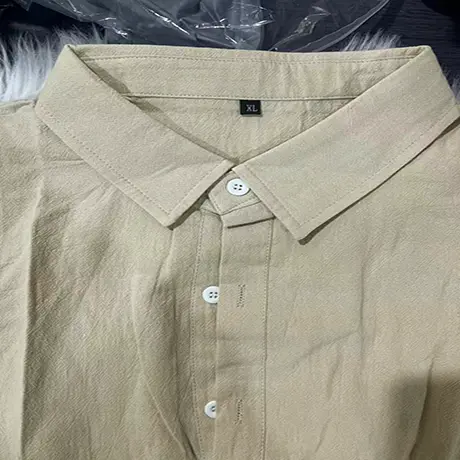 Breathable and Comfortable Pure Cotton Long Sleeved Shirt Summer Thin Cut Lapel Solid Color Versatile Beach Shirt
