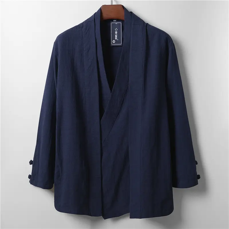 Spring and Autumn New Vintage Men's Large Hanfu Fake Two Piece Coat Men's Chinese Style Loose Casual Windbreaker