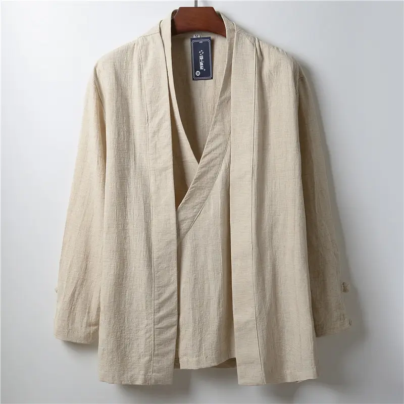 Spring and Autumn New Vintage Men's Large Hanfu Fake Two Piece Coat Men's Chinese Style Loose Casual Windbreaker