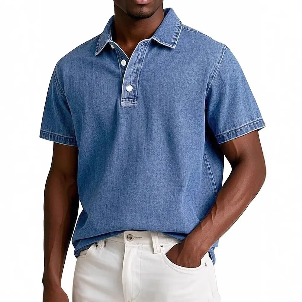 2025 New Men's Retro Lapel Polo Shirt Solid Color Business Casual Short Sleeved T-shirt Men's Hot Summer Thin Version