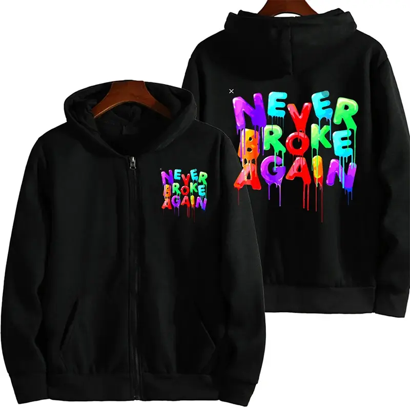 Y2K Zipper Hoodie Hip Hop Letter Print Oversized Hooded Sweatshirt Men Women 2023 New Harajuku Punk Jacket Coat Tops Streetwear
