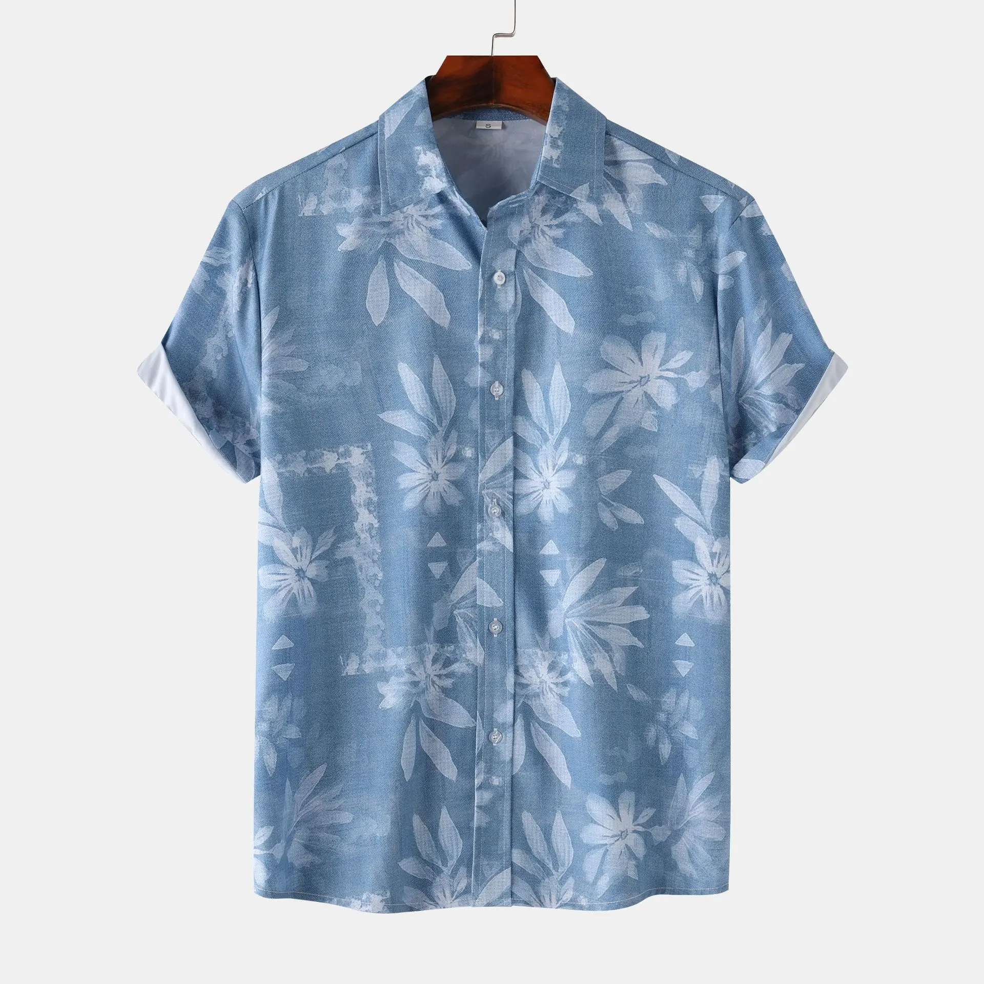 Men's Hawaii Camping Breathable Casual Short Sleeved Shirt Korean Style Loose and Fashionable Printed Shirt Summer Top