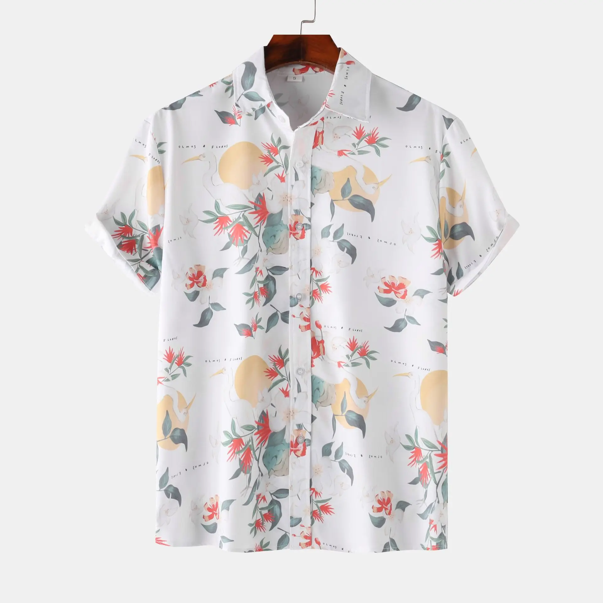 Men's Hawaii Camping Breathable Casual Short Sleeved Shirt Korean Style Loose and Fashionable Printed Shirt Summer Top