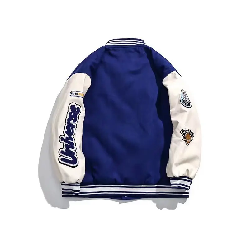 2024 New American Retro Baseball Suit Versatile Windproof Top Splicing Sleeve Jacket Men's and Women's Loose Hoodie Casual Jacke