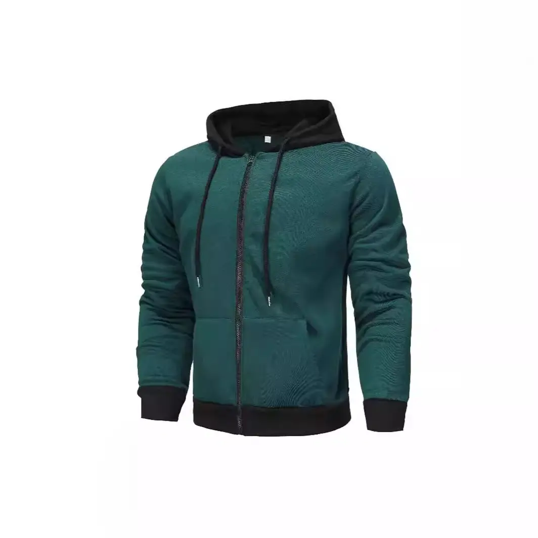 Spring and Autumn New Hoodie Combination Color Men's Zipper Open Coat Large Loose Fashion Outdoor Versatile Coat