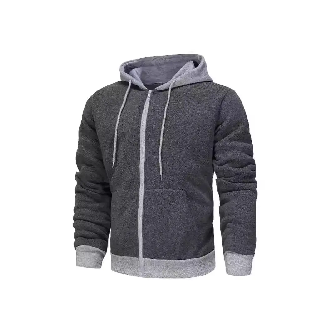 Spring and Autumn New Hoodie Combination Color Men's Zipper Open Coat Large Loose Fashion Outdoor Versatile Coat